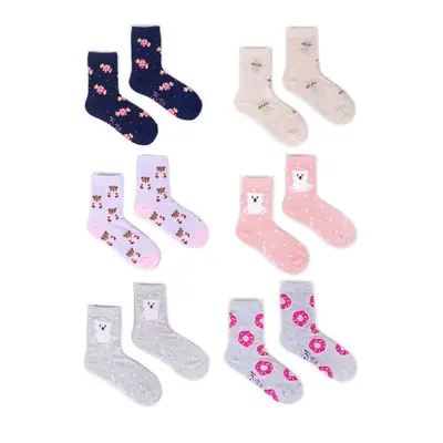 Ponožky Yoclub YC_Girls_Cotton_Socks_P_Colors_6-Pack_SKA-0006G-AA00-004_Multi