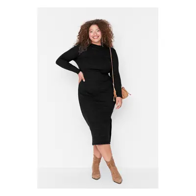 Trendyol Curve Black Camisole Knitted Plus Size Dress