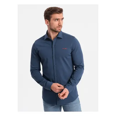 Ombre Men's cotton single jersey knit REGULAR shirt - blue