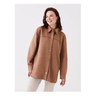 LC Waikiki Plain Long Sleeve Suede Women's Shirt Jacket