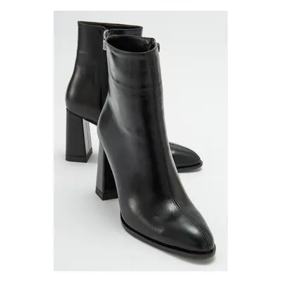 LuviShoes Jewel Women's Black Skin Heeled Boots.