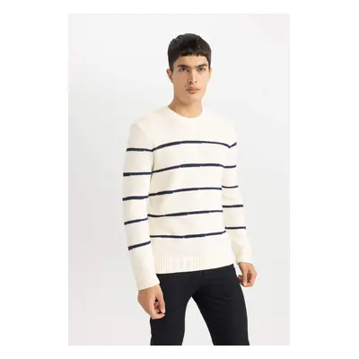 DEFACTO Standard Fit Crew Neck Striped Pullover