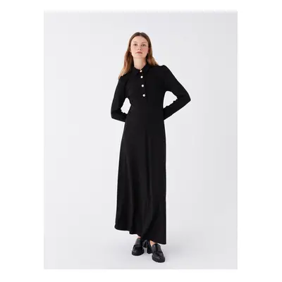 LC Waikiki Shirt Collar Plain Long Sleeve Women's Dress