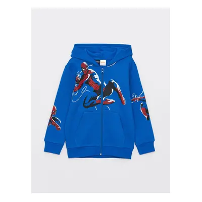 LC Waikiki Hooded Spiderman Printed Long Sleeve Boys' Zipper Sweatshirt