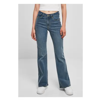 Dámské kalhotky High Waist Flared Denim Pants se sepraným středním kamenem