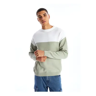 LC Waikiki Crew Neck Long Sleeve Color Block Men's Knitwear Sweater