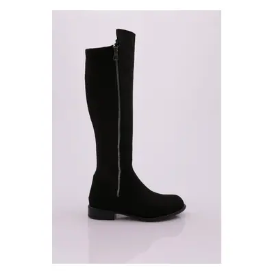 DGN Women's Back Stretch Zip Up Knee High Flats Boots.