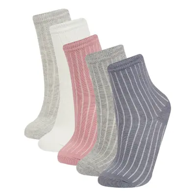 DEFACTO Girl's 5-Piece Cotton Long Socks