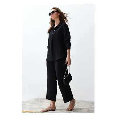 Trendyol Black Woven Buttoned Shirt-Pants Set