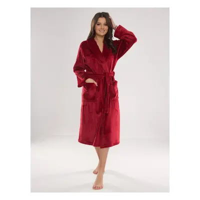 Women's bathrobe De Lafense Abigail long M-2XL burgundy