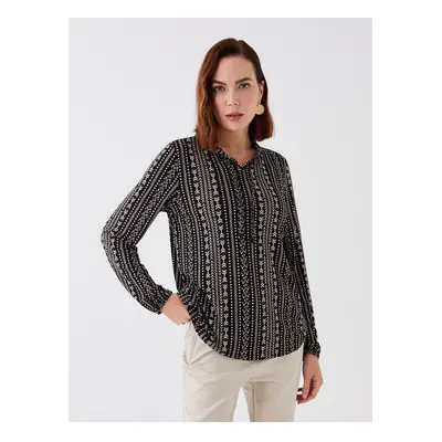 LC Waikiki Tie Collar Patterned Long Sleeve Women's Blouse