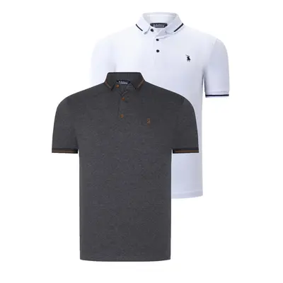 DOUBLE SET T8586 DEWBERRY MEN'S T-SHIRT-WHITE-ANTHRACITE