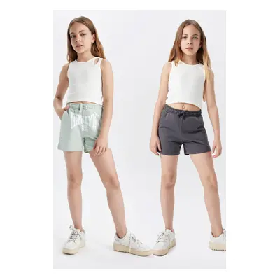 DEFACTO Girl's Printed 2-Piece Shorts