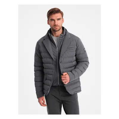 Ombre Men's quilted jacket with jacket cut - graphite