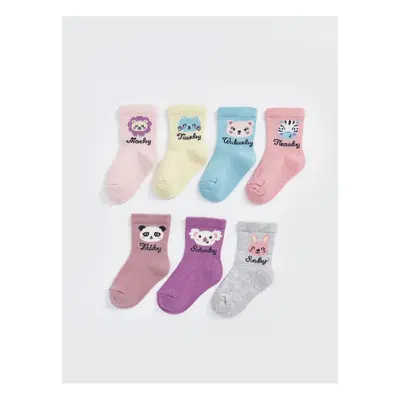 LC Waikiki Lcw Printed Baby Girl Socks 7-Pack