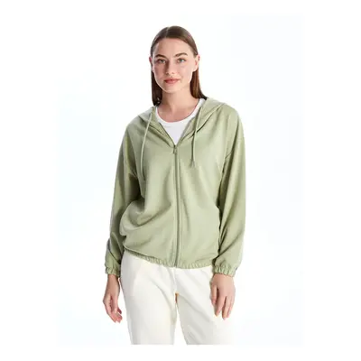 LC Waikiki Lcw Women's Hooded Plain Long Sleeve Sports Cardigan