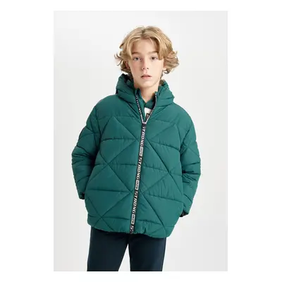 DEFACTO Boy's Water Repellent Hooded Zippered Pocket Coat