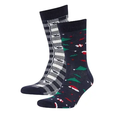 DEFACTO Men's Christmas Themed 2-Pack Cotton Long Socks