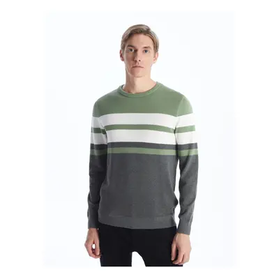 LC Waikiki Crew Neck Long Sleeve Striped Men's Knitwear Sweater