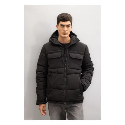 DEFACTO Slim Fit Puffer Jacket Slim Cut Hooded Pocket Zippered