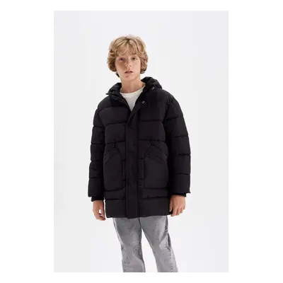 DEFACTO Boy's Water Repellent Hooded Zippered Snap Closure Pocket Parka C8782a824wn