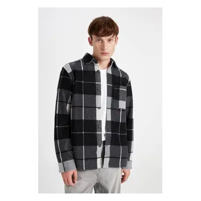 DEFACTO Regular Fit Plaid Fleece Long Sleeve Shirt