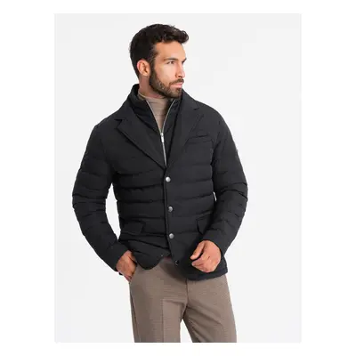 Ombre Men's quilted jacket with jacket cut - black