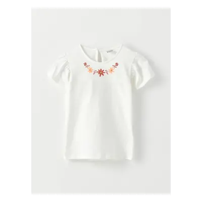 LC Waikiki Crew Neck Embroidered Short Sleeve Girl's T-Shirt