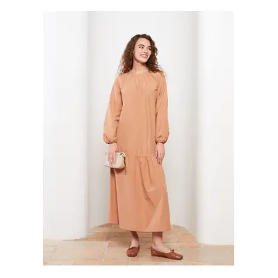 LC Waikiki Crew Neck Straight Long Sleeve Poplin Women's Dress