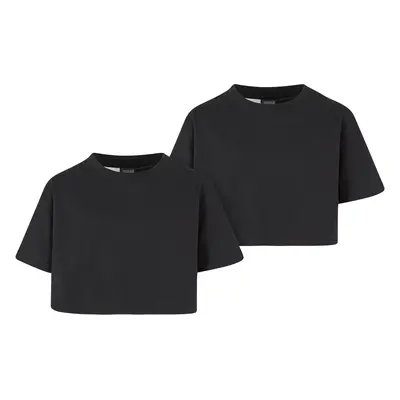 Dívčí krátké triko Short Kimono Tee - Pack černá+černá