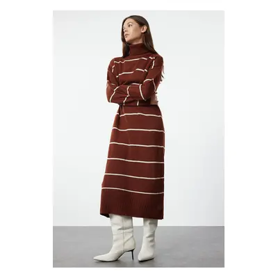 Trendyol Brick Maxi Knitwear Wide Pattern Soft Texture Dress