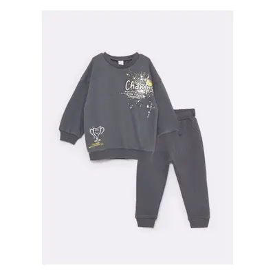 LC Waikiki Crew Neck Printed Baby Boy Sweatshirt and Sweatpants