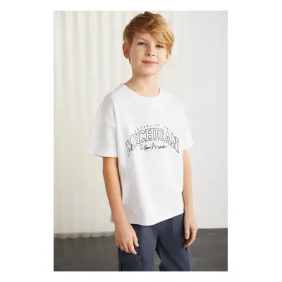 GRIMELANGE Paddy Boys 100% Cotton Printed Short Sleeve Relaxed Fit White T-shirt