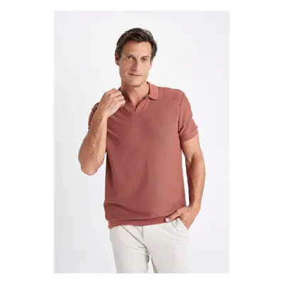 DEFACTO Regular Fit Short Sleeve Knit Look Polo T-Shirt