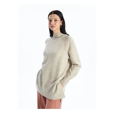 LC Waikiki Stand Collar Plain Oversize Women's Knitwear Tunic