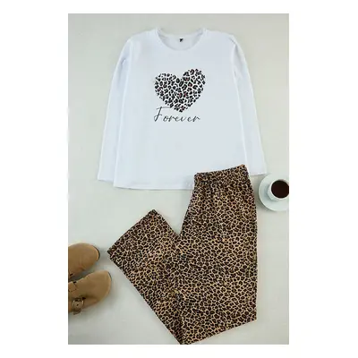 Trendyol Curve Multicolored Leopard Patterned Knitted Pajama Set