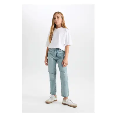 DEFACTO Girl Mom Fit Ripped Detail Skinny Leg Jeans