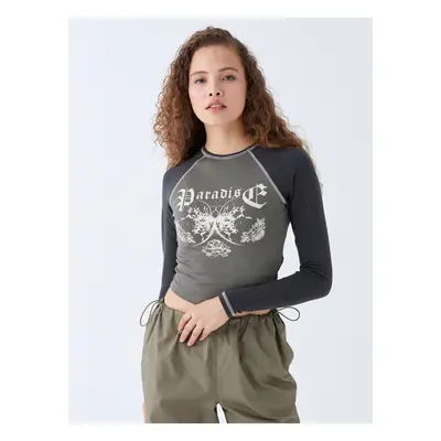 LC Waikiki Crew Neck Printed Long Sleeve Women's T-Shirt