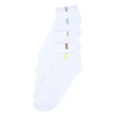 Trendyol White Pack Cotton Textured Contrast Color Blocked Booties-Short-Above Ankle Socks