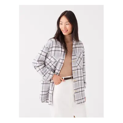 LC Waikiki Plaid Long Sleeve Oversize Women's Shirt Jacket