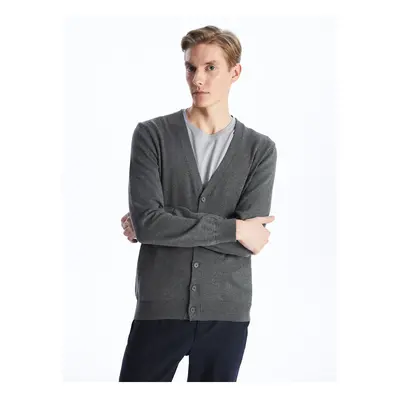 LC Waikiki Standard Pattern V-Neck Men's Knitwear Cardigan