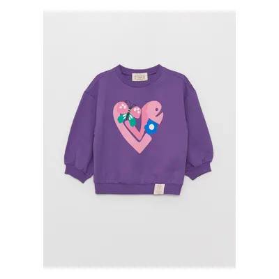 LC Waikiki Crew Neck Long Sleeve Printed Baby Girl Sweatshirt Purple