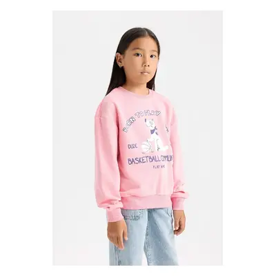 DEFACTO Girl Relax Fit Crew Neck Printed Sweatshirt