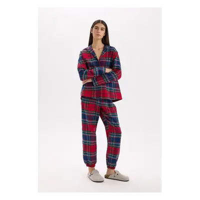 DEFACTO Fall in Love Plaid Long Flannel Pajama Bottom