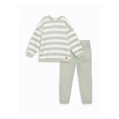 LC Waikiki Crew Neck Long Sleeve Striped Baby Boy Sweatshirt and Trousers 2-Set