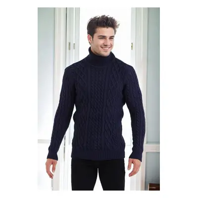 87325 Dewberry Mens Knitted Patterned Sweater-NAVY