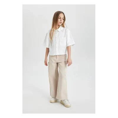 DEFACTO Girl's Wide Leg Cargo Wide Leg Jean Trousers