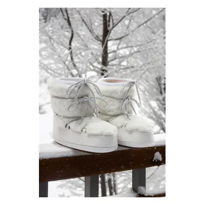 Trendyol Ecru Für Lace-Up Short Flat Heeled Women's Snow Boots