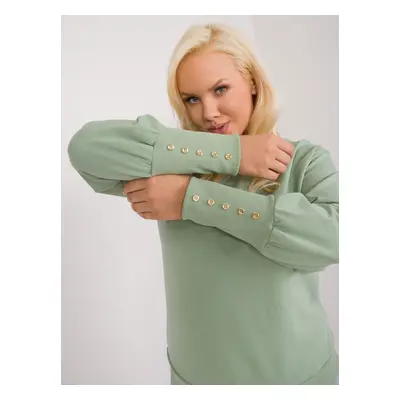 Mikina Pistachio plus size s knoflíky na rukávech