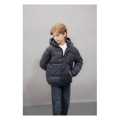 DEFACTO Boy's Water Repellent Hooded Zippered Snap Closure Pocket Coat